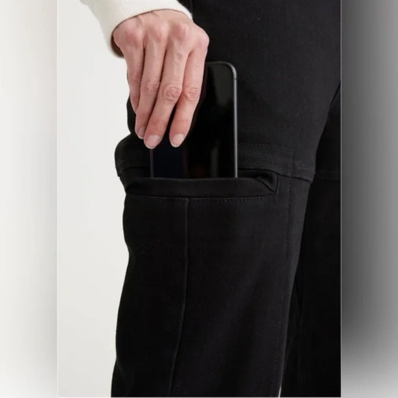 Black DU/ER All-Weather Denim High Rise Barrel Pant | Size 32 - Picture 5 of 8